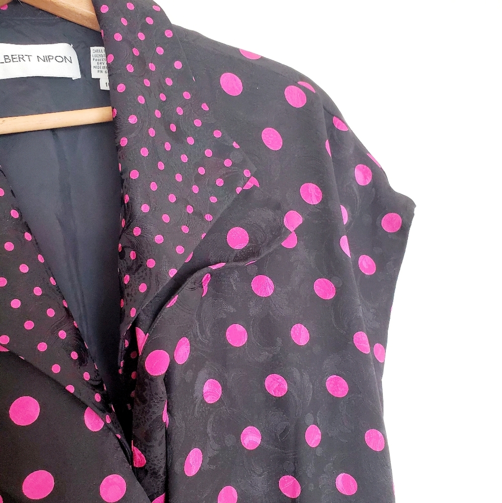 Albert Nipon Vintage Polka Dot Silk Wrap Dress - image 4